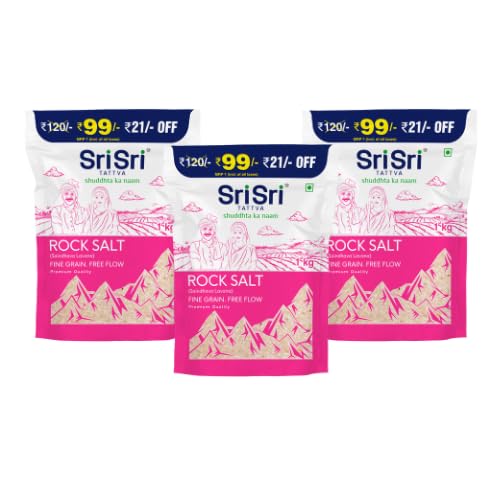 Sri Sri TATTVA shuddhta ka naam Rock Salt(Saindhava Lavana)-Fine Grain,Free Flow-1Kg(Pack Of 3) (B0CLVG51HL) Amazon Price History, Amazon Price Tracker