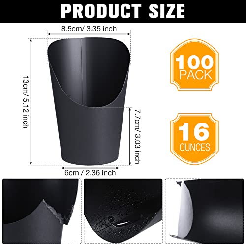 Sieral 100 Pcs French Fry Holder Disposable Halloween Party French Fries Cups 14Oz/ 16Oz Food Charcuterie Cones Black French Fry Container Paper Waffle Snack Popcorn Box For Wedding Birthday(14 Oz) #TOP1