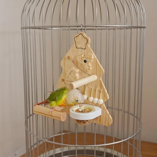 Jouet pour oiseaux contre l'ennui perche interactive en bois pour perruche - 8
