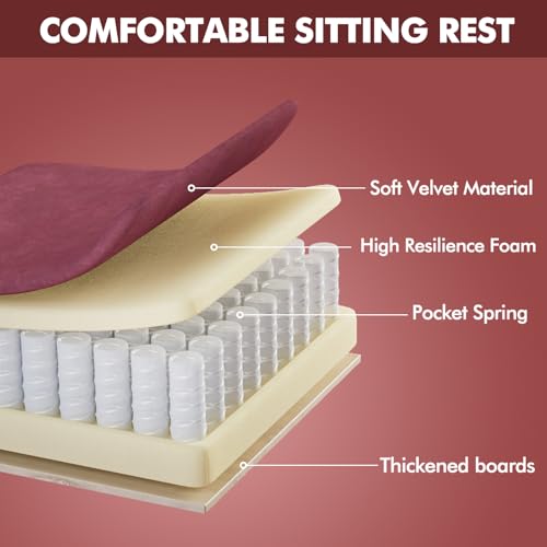 Image of Soontrans Red Velvet Fabric Gaming Chairs with Footrest, Ergonomic Comfortable Video Gamer Chair, Reclining Office Computer Desk Game Chairs with Massage Lumbar Cushion,Headrest for Adult