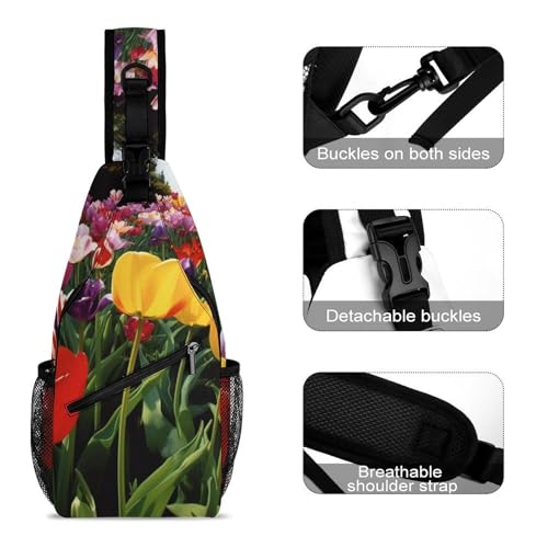 Mochila tipo sling deportiva Tulip Garden para trekking miniatura 3