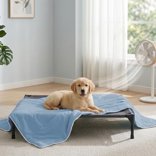 Soulbond Cooling Blanket for Medium Dogs - Q-MAX>0.45, Soft Breathable Pet Cat Cool Throw Blanket for Summer, Washable Dog Cooling Bed Mat Protector for Crates, Couch, Sofa, Cars(29"x40", Ocean Blue)