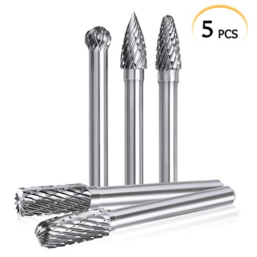 5pcs Tungsten Carbide Rotary Burr Set, Rotary Burr Tool with 6 mm (1/4")