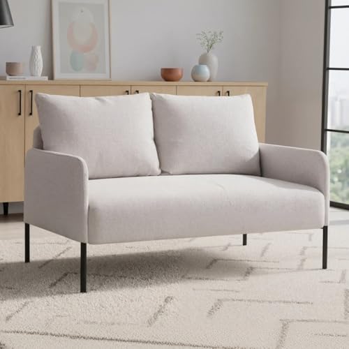 chairus Divano in Lino a 2 Posti Poltrona Sofa Relax Imbottito con Braccioli Moderno Divanetto per Soggiorno Salotto (Beige)