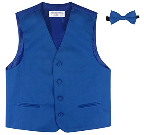 BOY'S Dress Vest & BOW Tie Solid ROYAL BLUE Color BowTie Set