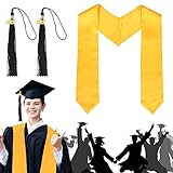 HAKOTOM 1pcs estola graduación, 2pcs tablero mortero con borlas unisex portador graduación iglesia sacerdote coro acero Abi 2021, decoración para el estudio universidad colegio estudiantes, sombrero.