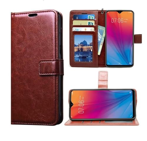 Image of Vintage Closer Matte Leather Flip Cover Compatible Model for Oppo CPH2667 / K12x 5G - Tan Brown