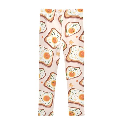 Egg Sandwich Girls Leggings,Workout Leggings for Girls Toddler Athletic Legging Size for 3-10T2