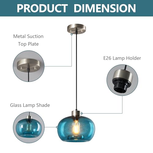 Lbsqj Blown Glass Pendant Lights Kitchen Island Modern Brushed Nickel Pendant Light Farmhouse Pendant Lighting For Dining Room Bedroom thumb #6