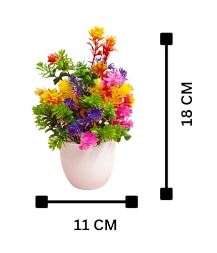 Image of Dekorly Artificial Potted Plants, Artificial Plastic Eucalyptus Plants Small Indoor Potted Houseplants, Small Faux Plants for Home Decor Bathroom Office Farmhouse (White-Roundpot)