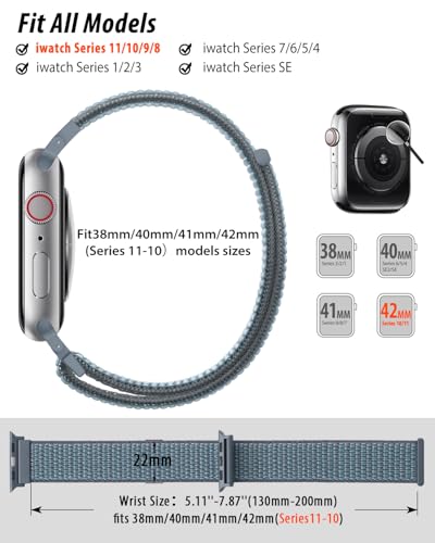 image for Sunnywoo Nylon Loop Sport Band Compatible with Apple Watch Bands 38mm 