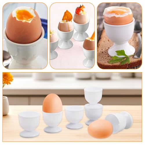 Rairsky 6 Stück Runder Eierbecher Plastik, Eierbecher Weiß, 4.4 X 4.6 cm Eierbecher Set, Eierbecher Stapelbar,Eierbecher Lustig Geeignet für Hart und Weich Gekochte Eier auf Jedem Frühstückstisch – Bild 8