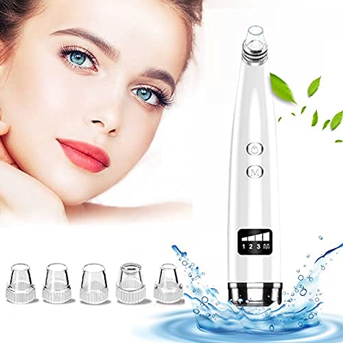 Vifycim Blackhead Remover, Blackhead Remover Vacuum Pore Cleaner Electric Blackhead Suction, Facial Pore Cleaner Device Acne Comedone Extractor Tool USB with Hot Compress 5 Probes for Nose Face Women