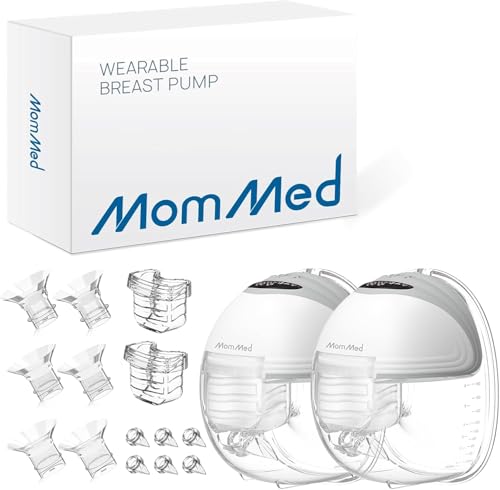 MOMMED Milchpumpen, Milchpumpe Elektrisch Tragbar mit 3 Modi und 12 Leistung, Auslaufsichere und Geräuscharme 24 mm Milchpumpe Elektrisch Doppel, inklusive 17/19/21 mm Flanscheinsätze