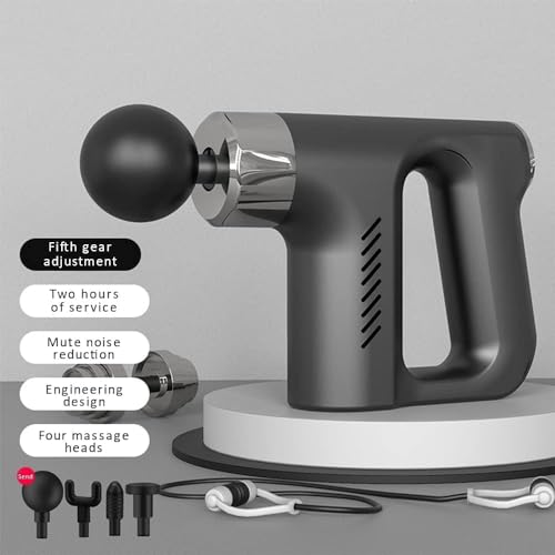 Image of Body Back Deep Tissue Massage Gun for Muscle Pain Relief, Portable Percussion Body Massager with 4 Massage Heads & 5 Speed Modes for Fitness Recovery, Back Neck Shoulder Relaxation