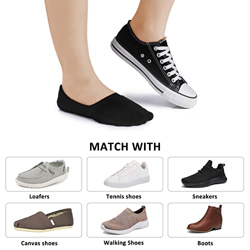 Leotruny 6 Pairs Unisex Thick Cushion Athletic Cotton Non Slip Low Cut Flat Liner No Show Socks (Medium, C02-Black) #TOP5