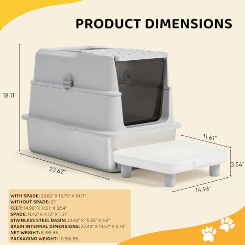 Arenero para gato de acero inoxidable extra grande cubierto miniatura 4