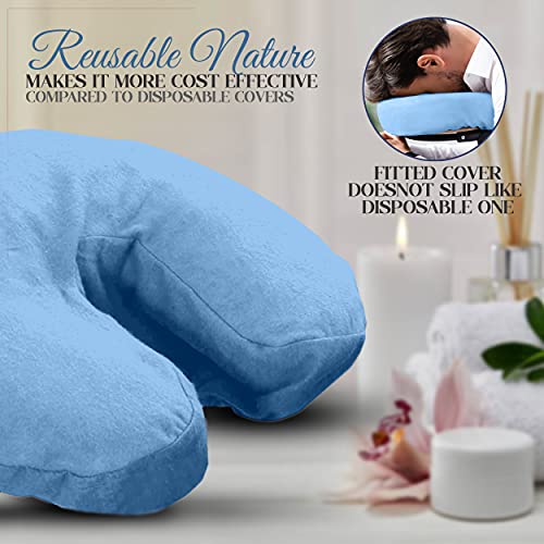 London Linens Premium Extra Thick 100% COTTON Flannel Massage Face Cradle Cover, Includes 4pcs (4, Baby Blue)