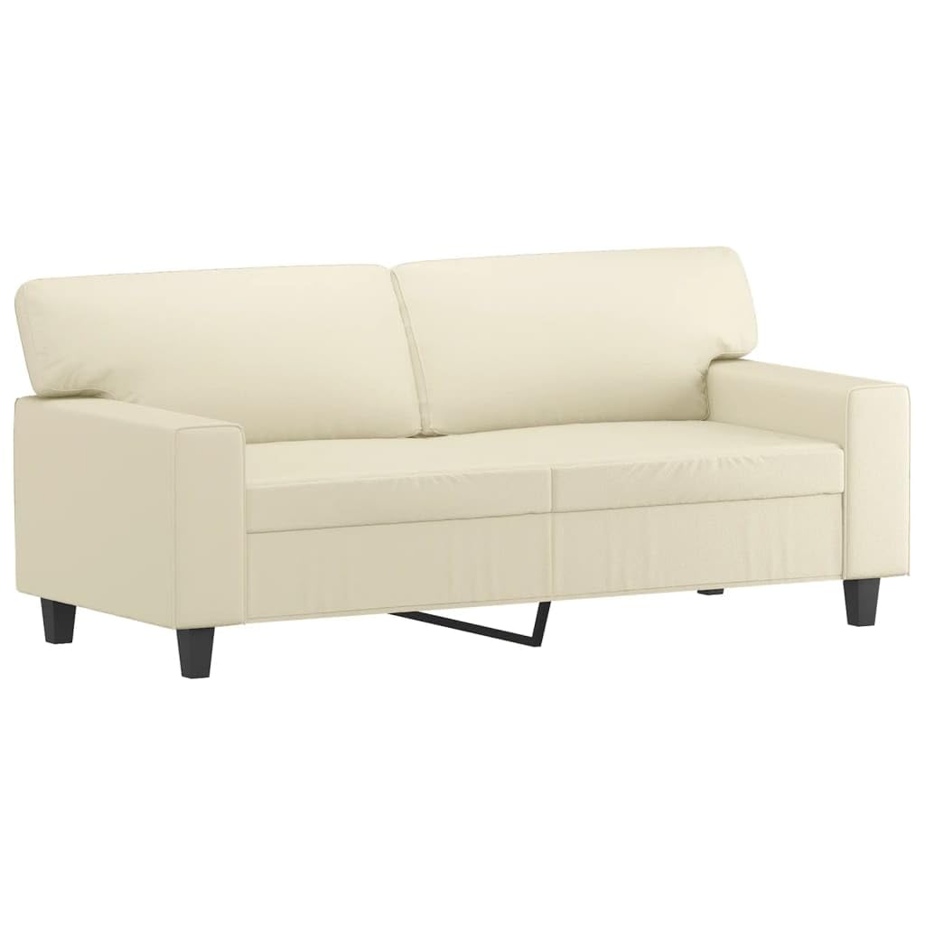 Sofa 2-osobowa, kremowa, 140 cm, sztuczna skóra, do salonu, wytrzymała metalowa rama, wygodne siedzenie, nowoczesny design do domu