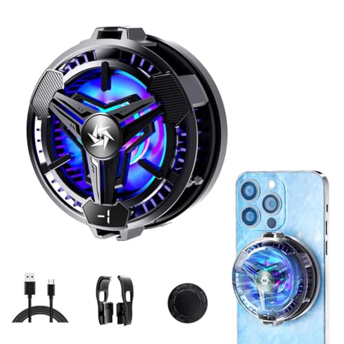 Image of Sounce Phone Cooler Gaming Fan, Led Gaming Mobile Cooler With Digital Display & RGB Lights, Magnectic Phone Radiator for iPhone, Smartphones from 4.5-7 in, Cooling for Live Streaming