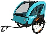 Sepnine Kids Bike Trailer, Suitable for 1 to 2 Children, Double Seat, Universal Coupler, Foldable, Canopy with...
