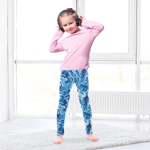 Marble Blue Girls Leggings Soft Comfortable Pants for Kids for School Sport Size 4T4