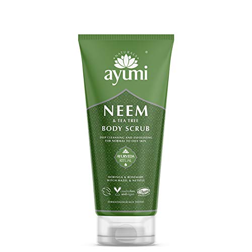 Exfoliating Body Scrub for Acne Treatment | Natural Body Wash Scrub for Oily Skin | Tea Tree Oil Body Scrub for Itching| Body Exfoliant for Clear Skin | Exfoliating Body Scrubber by Ayumi | 6.70 FL oz