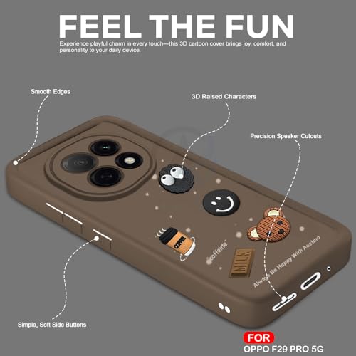 Image of AESTMO Back Case Cover for Oppo F29 Pro 5G | Cute Fun Cartoon 3D Ball | Coffee Silicone Case | Full Body Protection | Camera Protection Back Cover for Oppo F29 Pro 5G (Brown)