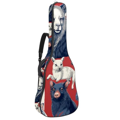 Sac de guitare acoustique 40/41/42 pouces imperméable avec poches et motif drapeau américain