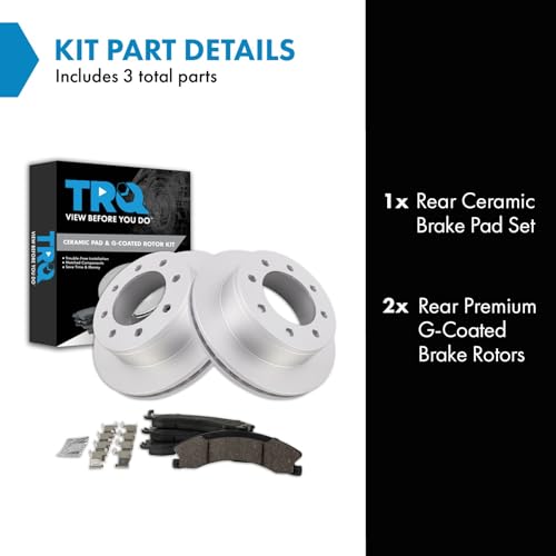 Image of TRQ Rear Brake Pad and Rotor Set Ceramic G Coated Rotors Compatible with 2009 GMC Savana 3500