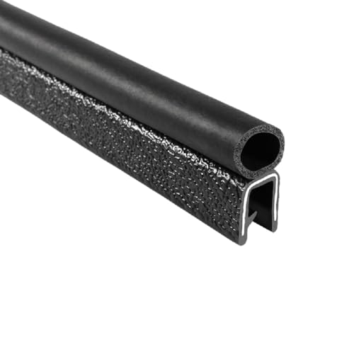 Image of TRIM-LOK Trim Seal, Edge Trim with Top Bulb, Fits 0.437-Inch Bulb, 1 /4-Inch Edge, 25-Foot Length, Black Pebble Finish, Flexible PVC Plastic Trim with EPDM Rubber Weather Stripping