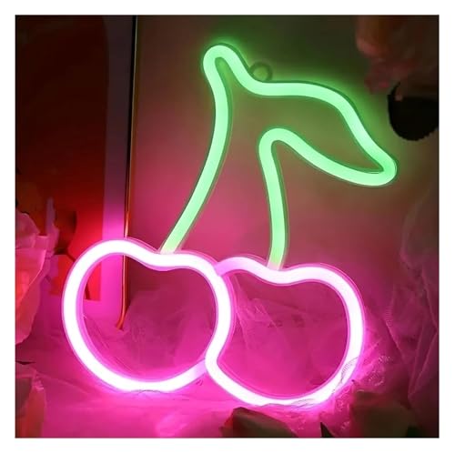 Enseigne lumineuse néon cerise Décoration de fête alimentée USB/piles