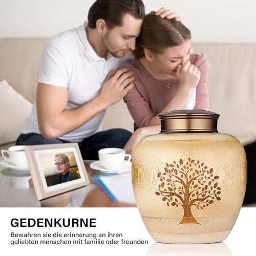 HOOMTREE Kleine Urnen für Menschliche oder Haustier Asche aus Bambus,Kleine Andenkenurnen mit Baum-des-Lebens-Muster Eingraviert,Kleine Bestattungsurne für Menschliche Asche