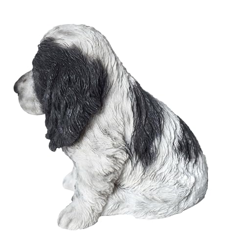 Estatua de Cocker Spaniel Blanco y Negro miniatura 4