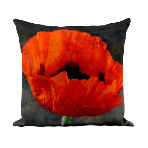 Coussin similicuir blanc toucher cuir coquelicot inclus