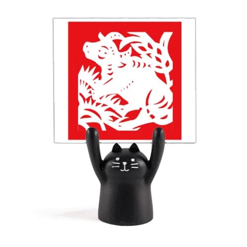 Porte-mémo en papier avec motif de bœuf et décoration chat noir pour bureau