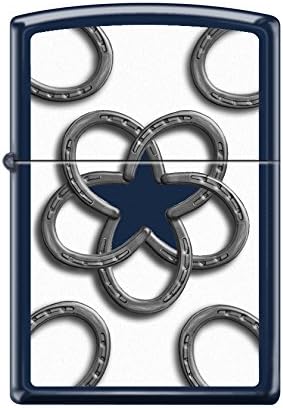 Zippo Custom Lighter Design Horseshoes Reg Navy Matte Windproof Collectible - Cool Cigarette Lighter Case Made in USA Limited Edition & Rare