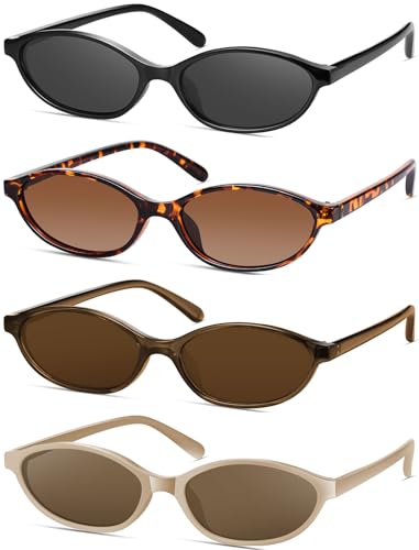 YMRFW Retro Oval Cat Eye Sunglasses for Women Y2k Designer Trendy Narrow Shades UV...