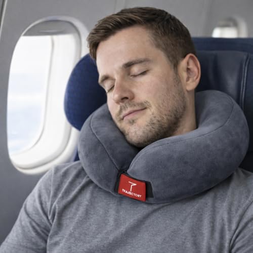 Image of Trajectory Travel Neck Pillow for Travelling and Sleeping in Airplane Flight, Cab, Car, Train, Bus for Men and Women Grey (As seen on Shark Tank)