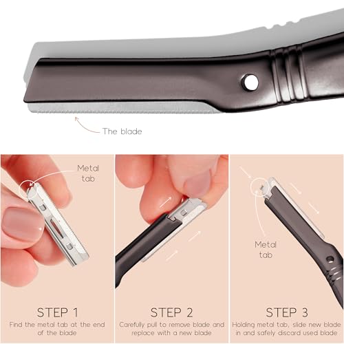 Brandluxe Dermaplaning Tool for Face, Eyebrow Shaping, Gentle Hair Removal and Exfoliation. Designed for Women, an eco-friendly design. Includes 3 Swedish stainless steel razor heads - Image 7