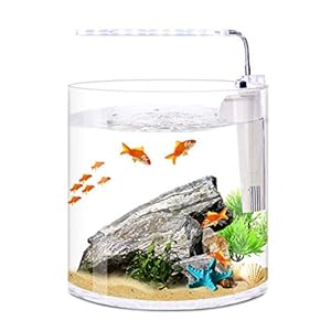 Aquaria Desktop Creative Mini Glas Ronde Aquarium Woonkamer van het Huis Office Filter LED Light Fish Tank Aquarium…