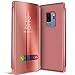 Produktbild Conie MF35565 Mirror Flip Kompatibel mit Samsung Galaxy S9 Plus, Mirror Case Hülle Standfunktion Spiegel Effekt Flip Cover One Touch Bedienung für Galaxy S9 Plus Bookcover Rosegold