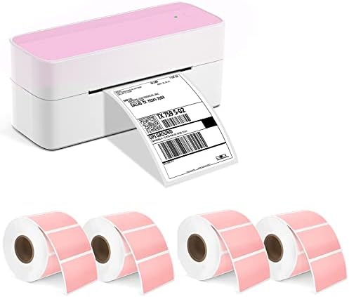 Phomemo Pink Label Printer with 4 Rolls Pink Thermal Label - 1.25"*2.25", 3000 Sheets