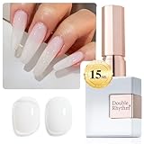 Double Rhythm Translucent Gel Polish Sheer Neutral Natural Light Milky Same Color Same Bottle 15ML Jelly Nail Polish Nail Art DIY at Home (Milky White-A1367)