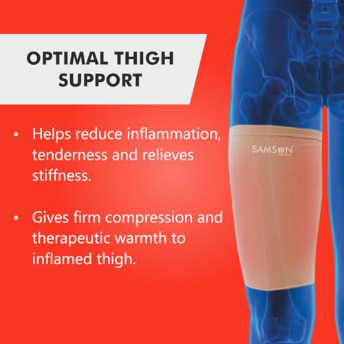 Image of SAMSON Thigh Support - Compression Support for Pain Relief, Breathable, Anti-Slip (Pair, XL)