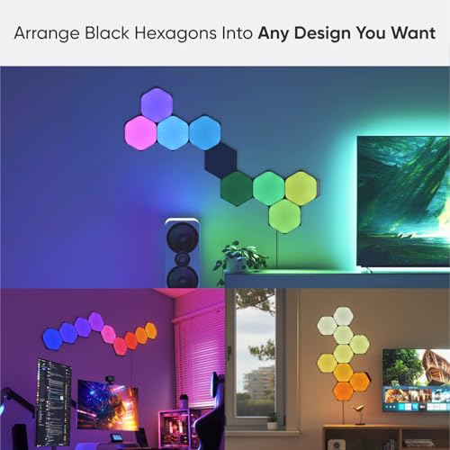 Shapes Ultra Black Triangle Expansion Pack, 3 Triangoli LED Aggiuntivi RGBW - Applique da Parete Interno Modulari, Luci Led 16M Colori WiFi, Funziona con Alexa, Sincronia Musica e Monitor - Illuminazione - Immagine 2