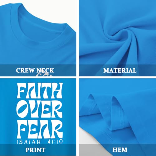 Image of Boys Faith Over Fear Shirt Christian Jesus T Shirts for Kids Religious Inspirational Bible Verse Graphic Tees Tops
