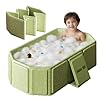 Lavabo de baño plegable de 29.5 x 17.7 x 9.8 pulgadas, bañera portátil plegable con tapón de drenaje, lavabo de almacenamiento compacto para niños pequeños y mascotas, adecuado para uso al aire libre