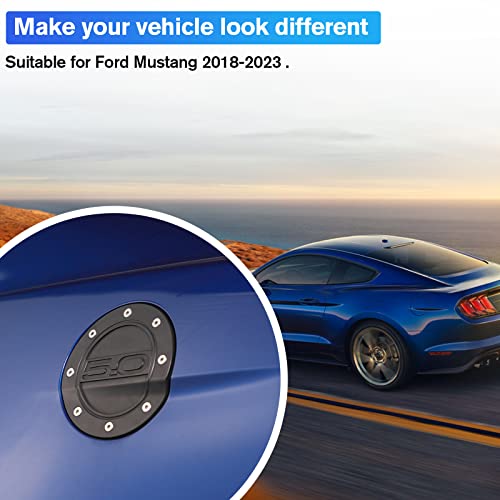 Litmiracle Fuel Tank Cap Cover For Ford Mustang Gt, Gas Tank Doors With Logo Replacement Parts Compatible With Ford Mustang Gt 2015-2020, Black #TOP5