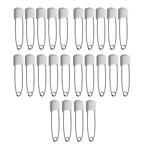 24 Baby Nappy Safety Pins, 2.2 Inch Diaper Plastic Push-in Pins, 55mm Durable Head Fasteners With Safety Lock Closures
